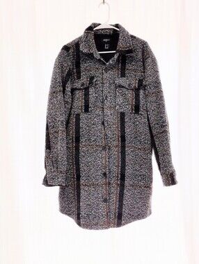 Forever 21 Man Gray & Brown Patterned Long Shacket